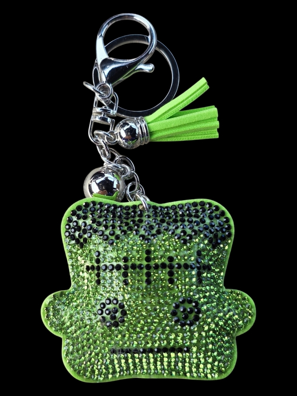 Green Crystal Frankenstein Bag Charm Keychain